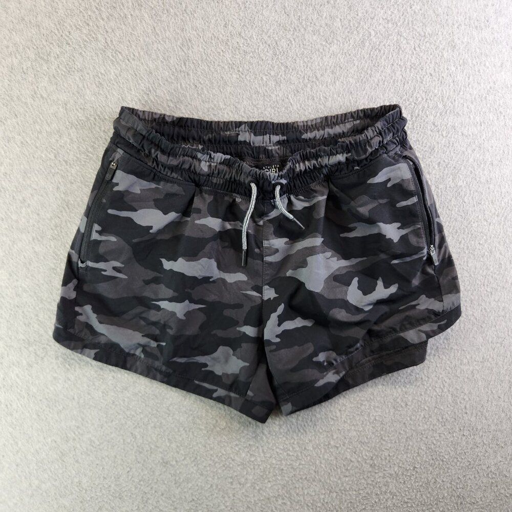Athleta Girl Shorts Girls XXL Gray Camo All Play 3 Short Zip Pockets Athleisure - Picture 15 of 15